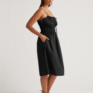 Quince Black Midi Dress with Keyhole